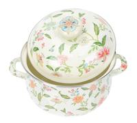 minkissy Marmite à Soupe Émaillée Vintage Multifonctionnelle Fond Plat et Double Poignée, Pratique pour Cuisson sur Induction et Gaz, pour Préparer Soupes Maison