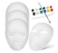 minkissy Masques Papier Blanc à Peindre Set DIY Masques Hommes Couleurs Peinture Surface pour Décoration Créative Activités Familiales et Projets Scolaires