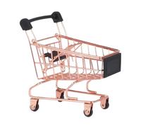 minkissy Mini Chariot de Courses en Métal Rose Doré Décoratif pour Garçon et Filles Accessoire Photo et Décoration de Mini-Maison Caddie Miniature pour Jeux D’Imitation et Collection 1