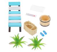 minkissy Miniature Décoration Plage Bois de Chaise Longue pour Maison de Poupée Accessoires de Scène Micro Plage