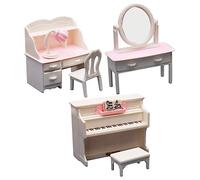 minkissy Miniature Piano Desk Model Décor Lovely Children Mini House Accessory DIY Landscaping Doll Furniture for Desktop and Photo Props