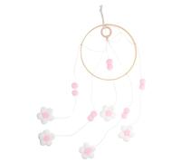 minkissy Mobile Pour Berceau Fille Carillon à Vent, Décoration Suspendue En Laine Et Bois, Pompons Rose Clair, Pour Chambre D’garçon Et Filles, Accessoire Doux Et Décoratif
