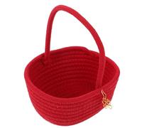 minkissy Panier Rouge de Mariage à Poignée, Grand Format en Fil de Coton | Atmosphère Festive, Rangement de Friandises et Chocolats, Style Classique Délicat, Usage Décoratif
