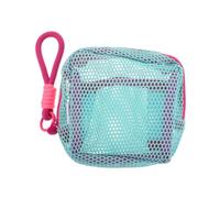 minkissy Paquet De Rangement Filet Carré Bleu-Vert avec Cordon Rose, Trousse Multi-Usage pour Câbles Et Accessoires, Mini Pochette Légère pour Voyage Et Organisation Quotidienne