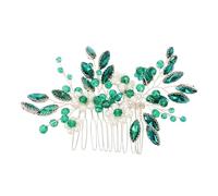 minkissy Peigne À Cheveux De Mariée En Cristal : Accessoire De Coiffure Vintage Fait À La Main En Alliage Avec Strass, Feuilles, Perles Et Fleurs, Pour Demoiselles D'honneur, Vert