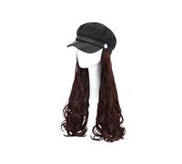 minkissy Perruque Chapeau Longue Bouclée Synthétique Résistante Chaleur Pour Femme Casquette Style Marin Léger Châtain Accessoire De Coiffure Naturel Et Facile Entretien