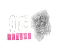minkissy Perruque Costume Vieille Dame Avec Rouleaux Lunettes Chaîne Accessoires Pour Cosplay Représentation Théâtrale Femme