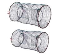 minkissy Piège À Poisson Pliable Professionnel 2Pcs Filet Multifonction Léger Compact Métal Nylon pour Crabes Crevettes Homards Pêche Extérieure Grande Capacité