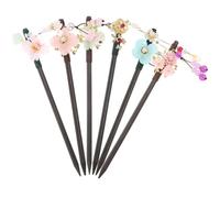 minkissy Piques à Cheveux Chinois 6Pcs Baguettes à Cheveux Vintage en Bois Épingles à Chignon pour Mariages et