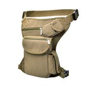 minkissy Pochette de Jambe Grosse Capacité en Toile Kaki Multifonctionnelle | Ceinture de Cuisse Réglable, Légère et Robuste, pour Moto et Extérieur