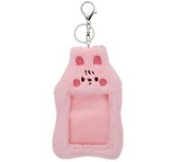 minkissy Porte-Badge Chat en Peluche Rose Fenêtre Visible | Alliage D'aluminium, Boucle Porte-clés, Rangement et Protection des Cartes, Usage Lanyard et Bureau