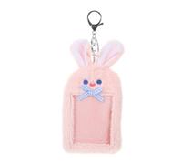 minkissy Porte-Cartes Photo Peluche Lapin Kawaii Porte-clés Rose Tendre pour Étudiants Organisation Cartes D’identité Clés Usage Scolaire et Urbain Petit Format