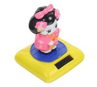 minkissy Poupée Kimono Solaire à Tête Secouée pour Voiture Figurine Décorative en Plastique Ornement de Bureau Petite Statue Mignonne Décoration de Voiture Alimentée par Solaire 10 CM
