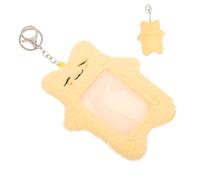 minkissy Protège-Cartes en Peluche Motif Dessin Animé Jaune, Porte-Cartes Élève Compact, Étui en Tissu Peluche Douce, Porte-Badge Identification Portable pour Usage Scolaire et Voyages,
