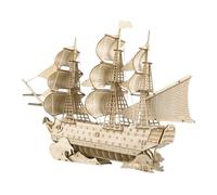minkissy Puzzle du modèle de Bateau modèle en Bois décoration de Table Maquette de voilier Light Brown