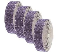 minkissy Ruban Strass Adhésif 4 Rouleaux DIY 6 Rangées 1,3 Cm Bande Décorative Violet Changement de Couleur pour Accessoire de Mariage, Application sur Vêtement, Ceinture Robe Ornée