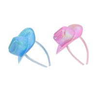 minkissy Serrage-Tête Mini Chapeau Haut-de-Forme Irisé 2 Pièces Bandeaux Fantaisie pour Femmes Accessoires de Coiffure Rose et Bleu pour Soirées Cosplay Fêtes à Thème et Événements