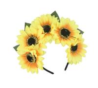 minkissy Serre-tête Tournesol Jaune Réaliste Pour Fête Hawaïenne Accessoire Cheveux Élastique Pour Carnaval Et Photo Souvenir