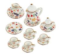 minkissy Service à Thé Mini avec Décorations Chinoises Colorées Accessoires Miniatures pour Dinette Porcelaine