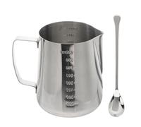 minkissy Set de 2 Tasses en Acier Inoxydable avec Échelle pour Latte Art et Fusion de Cire, Robuste et Confortable, avec Cuillère de Mélange, pour Café et Fabrication de Bougies