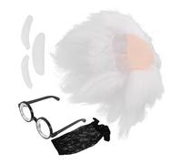 minkissy Set de Déguisement Vieil Homme pour Hommes avec Perruque Blanche Scientifique Sourcils et Moustache pour Cosplay et Fête Costumée