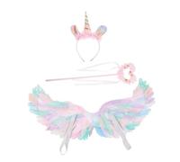 minkissy Set de Fée Plumes pour Accessoires Cosplay et Fête Kit Déguisement avec Tête et Baguette Décoration pour Spectacles et