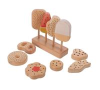 minkissy Set de Jeu Glace Bois pour Garçon Fille Cuisine avec Glace Donuts et Œufs Simulés Accessoires de Cuisine pour Jeu Imitation et Créativité Enfantine