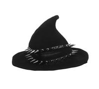 minkissy Steampunk Witch Hat For Women Knitted Gothic Wizard Costume Accessory With Spike Studs For Halloween Cosplay Party