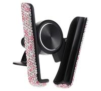 minkissy Support de Téléphone pour Voiture Support de Téléphone pour Voiture à Paillettes Prise en Main Main Serrage Automatique Réponse Rapide Abs et Strass Forme en V Rose pour Conduite