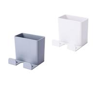 minkissy Support Mural Adhésif pour Prise Électrique, Lot de 2 Supports de Rangement sans Perforation en Abs Solide, Boîtes Murales Multifonctions Gris et Blanc, pour Organiser Câbles