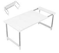 minkissy Support pour Friteuse à Air Extensible en Acier Inoxydable Blanc Étagère Réglable et Crochets, pour Organiser Cuisine et Économiser de l'espace