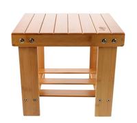 minkissy Tabouret Carré en Bois Massif Marron, Léger et Antidérapant, pour Changer de Chaussures Avant de Sortir Chambre des Garçon et Filles