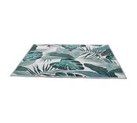 minkissy Tapis Carré en Polyester Motif Feuille de Plantain Vert, Toucher Confortable et Finition, Style Naturel pour Chambre ou Salon