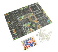 minkissy Tapis de Jeu Trafic Garçon Fille avec Panneaux Routiers Miniatures Kit Éducatif pour Apprentissage des Règles de Circulation Jeu Interactif Parent-garçon Fille et Décor Fête