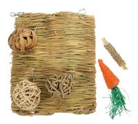 minkissy Tapis en Paille Naturel pour Petits Animaux 6 Pièces - Lit Tissé Rafraîchissant D'été pour Lapin, Cochon d'Inde, Hamster et Oiseau, Litière Confortable pour Cage Intérieure