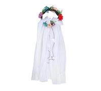 minkissy -tête En Vraies Fleurs Voile De Mariée Coiffe De Roses Avec Couronne Pour Femmes Pour Fête De Mariage Photographie D'halloween