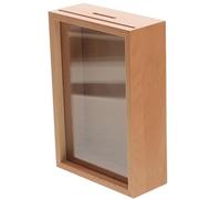 minkissy Tirelire en Bois 15 CM Cadre Photo Transparent Boîte à Monnaie Compacte pour Garçon et Filles et Adultes Pot à Pièces Décoratif pour Bureau Salon et Café Présent Pratique pour