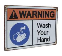 minkissy Veuillez Laver les Mains Panneau de Prudence en Fer Robuste Panneau Signalisation 10843 pour Toilettes et Laboratoires Lavage des Mains Haute Visibilité Public