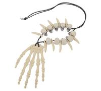 minkissy Vintage Halloween Skull Pendant Necklace With Skeleton Hand Choker Spooky Retro Bone Jewelry For Women And Men Cosplay Accessory