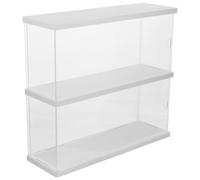 minkissy Vitrine en Acrylique Transparente à 2 Couches Boîte de Présentation Anti-Poussière Grosse Capacité pour Figurines et Objets de Collection Conteneur d'Affichage Polyvalent Blanc