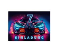 Minkocards Lot de 12 cartes d'invitation pour 7e anniversaire d'enfant garçon voiture de course invitations septième anniversaire garçon voiture de course
