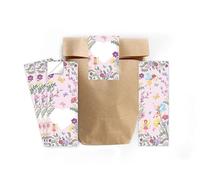 Minkocards Petit cadeau d'anniversaire d'enfant 12 marque-pages + 12 sacs cadeaux (naturels) + 12 autocollants Fées Princesse pour anniversaire de fille