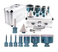 MINLAYCUT Foret Diamant Carrelage 6/6/8/20/35/50/68mm Trépans 10mm et 50mm Fingerfraise Diamantée et Adaptateur pour Carrelage Porcelaine Granit Marbre(10 Pièces/Boîte)