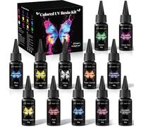 Minlebao Colors Kit de résine UV colorée - Résine époxy cristal transparente à durcissement rapide pour la fabrication de bijoux, les loisirs créatifs, le nail art, haute dureté et sécurité (20 g/0,68