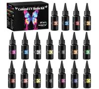 Minlebao Kit de résine UV 18 couleurs - Résine époxy transparente à durcissement rapide pour la fabrication de bijoux, travaux manuels DIY, art des ongles, haute dureté et sécurité (20 g/0,68 oz