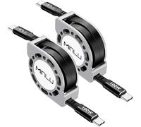 Minlu 100w Câble type C rétractable USB C vers USB C,câble chargeur 1.2m[Lot de 2] câble de charge rapide câble charger pour iP 17/16/15/MacBook/iPad/Galaxy S25/Ultra/Pixel/Switch/LG