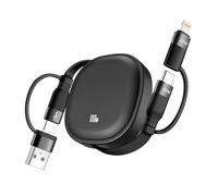 Minlu Câble de Charge 5 en 1, 100W Rétractable Cable Chargeur Multi Embout, Câble de Charge Rapide USB C et Transfert de Données, USB-C/A vers Lightning/Type C pour iPhone,iPad Pro/Air,Galaxy,Pixel