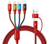 Minlu Câble Multi Embout, Câble de Charge 6 en 1, Chargeur Multi Embout avec Transfert de Données [3,5A 1,8M] Câble de Charge Rapide avec Micro/Type C/Lightning pour iPhone,Android,Galaxy,Tablette