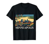 Minneapolis Minnesota Rétro Vintage Skyline Rivière Automne City T-Shirt