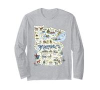 Minnesota, Cartes et icônes MN, Duluth, Saint Paul, Rochester Manche Longue